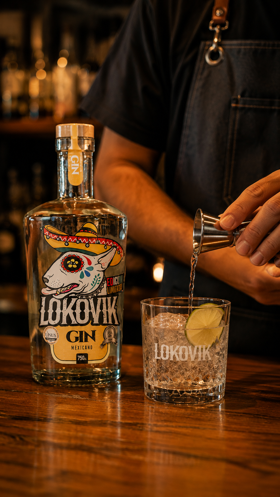 Lokovik Gin con vaso preparado